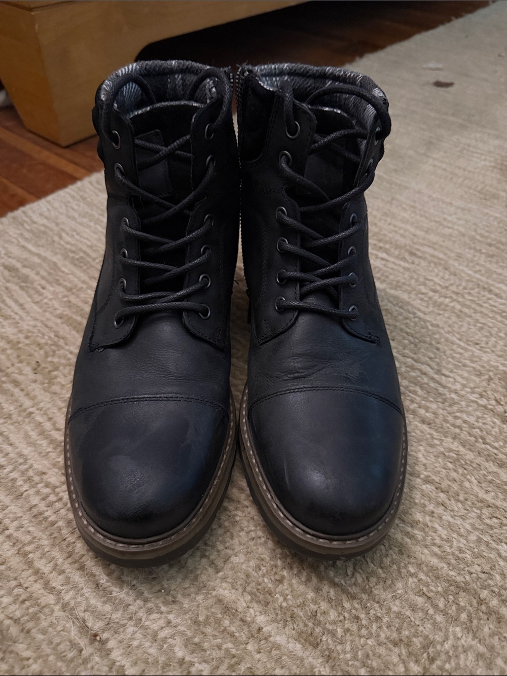 Crown Vintage Men's Black Lace-Up Leather Boots